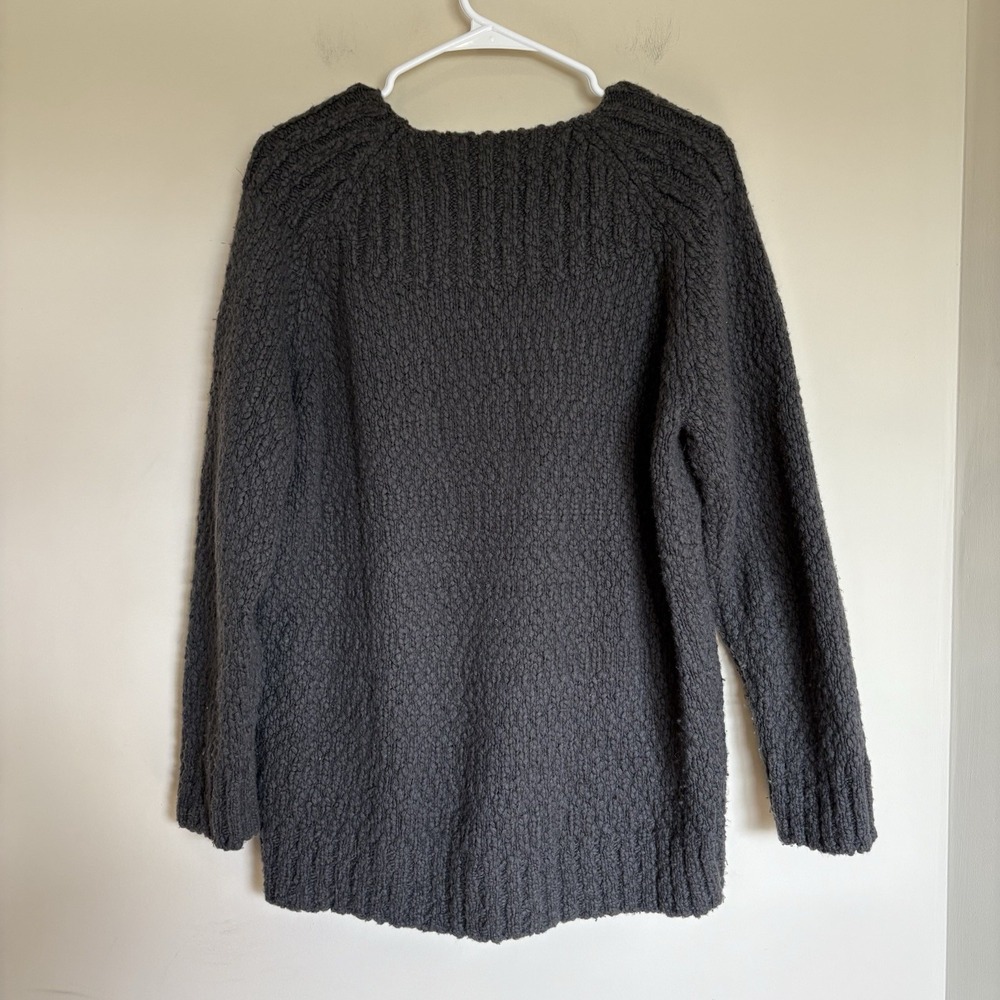 VINCE Women's Crew Neck Wool Cashmere Blend Small Gray Grey Chunky Knit Sweater - Picture 5 of 7